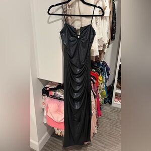 Klesis sexy mermaid Black Ruched Maxi/Midi Dress
